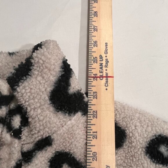 LOFT Leopard Print Sherpa Fleece Pullover Plush Cozy Snap Collar Top Medium - Picture 8 of 10